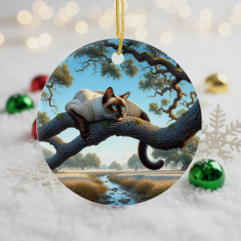 Entzückendes Siamese-Katz-Andenken Keramik Ornament