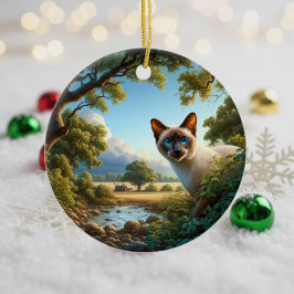 Entzückendes Siamese-Katzen-Andenken Keramik Ornament