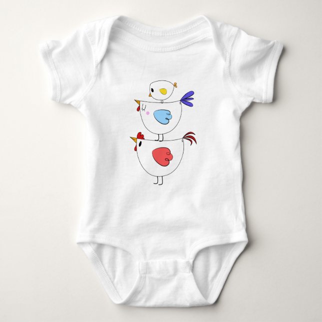 Entzückendes T-Shirt Familie des Huhnhahnkükens Baby Strampler (Vorderseite)