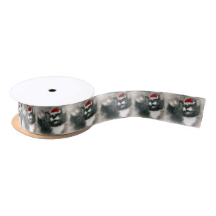 Entzückendes Weihnachtskätzchen-Satin-Band Satinband