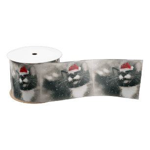 Entzückendes Weihnachtskätzchen-Satin-Band Satinband