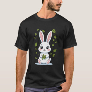 Entzückendes weißes Kaninchen umgeben von grünen B T-Shirt