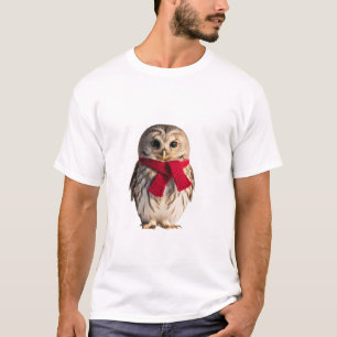 Entzückliche kleine Eule mit rotem Schal T-Shirt