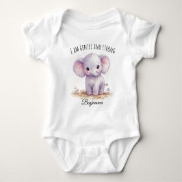 Entzücklicher lila Elefant "Ich bin sanft und star Baby Strampler