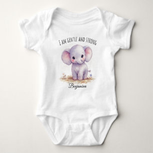 Entzücklicher lila Elefant "Ich bin sanft und star Baby Strampler