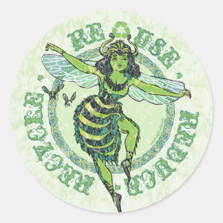 Enviro Green Bee Earth Day Gear Runder Aufkleber