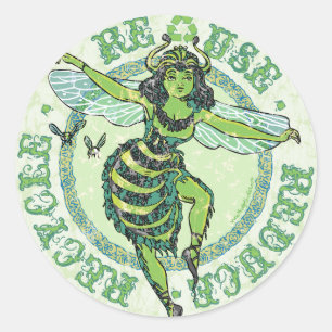 Enviro Green Bee Earth Day Gear Runder Aufkleber