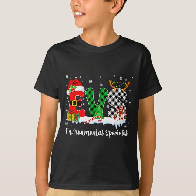 Environmental Specialist Christmas Lights Red Plai T-Shirt (Vorderseite)