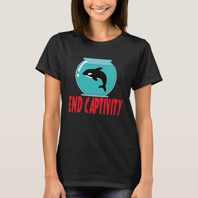 Environmentalist End Captivity Free The Orcas T-Shirt (Vorderseite)