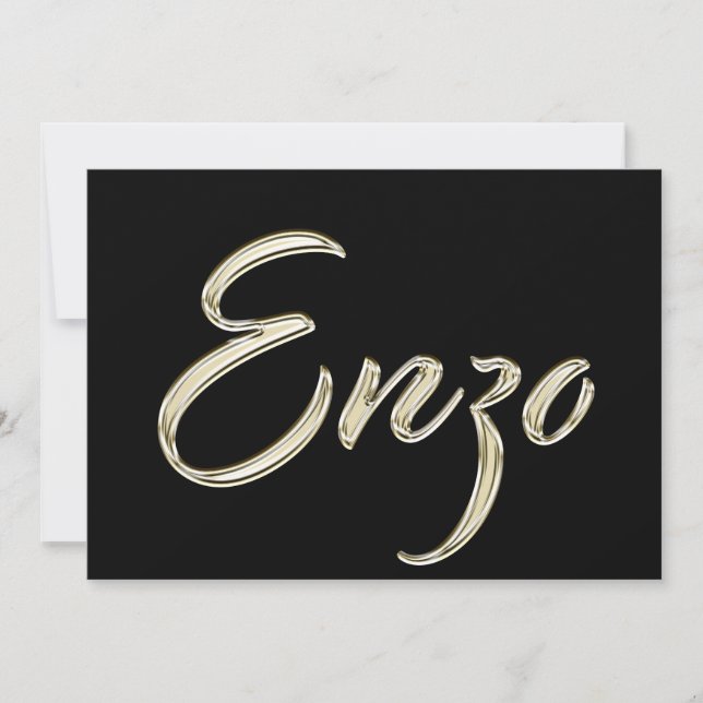 Enzo Name white gold Handwriting Karte (Vorderseite)