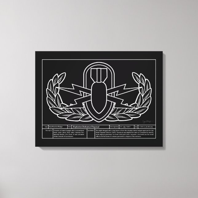 EOD Technischer Zeichn weiß Leinwanddruck (Vorderseite)