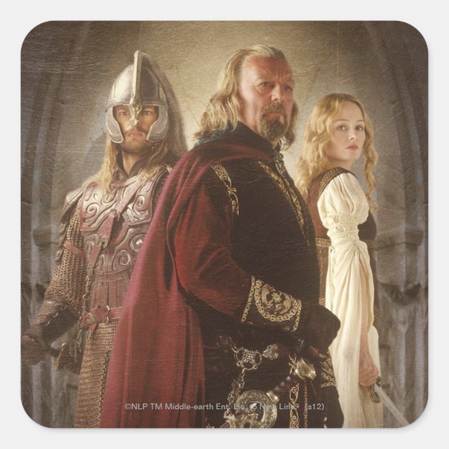 Eowyn und Theoden Quadratischer Aufkleber (Vorderseite)