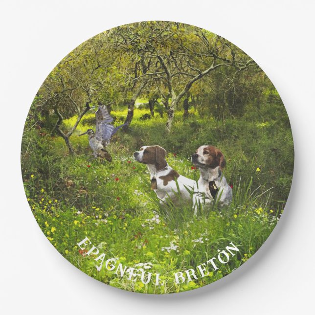 Epagneul Breton, Bretagne Spaniel Pappteller (Vorderseite)