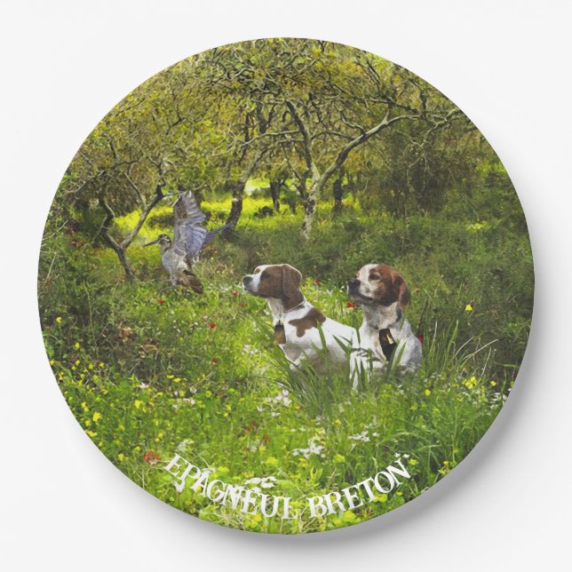 Epagneul Breton, Bretagne Spaniel Pappteller (Vorderseite)