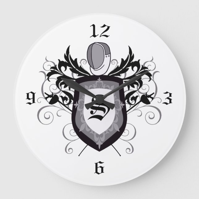 Epee-Wappen-graue fechtende Uhr (Vorderseite)