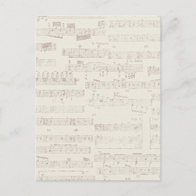 ephemera16 LIGHT GRAY MUSIC BARS NOTES BACKGRUNDS Postkarte (Vorderseite)
