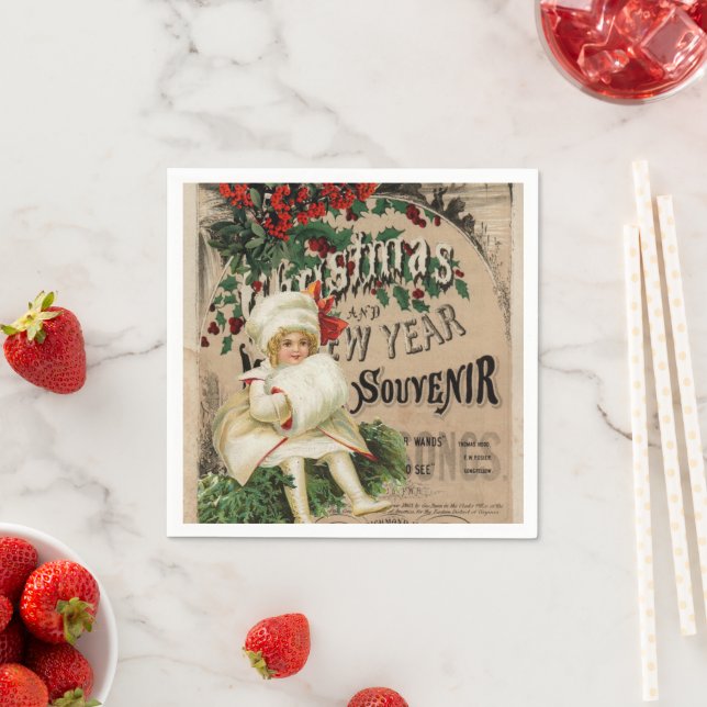 Ephemera Christmas New Year Souvenir Poster Serviette (Beispiel)