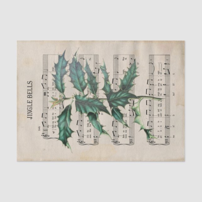 Ephemera Christmas Song Jingle Bell Decoupage Seidenpapier (Vorderseite)