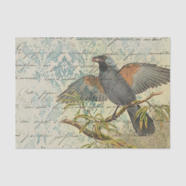 Ephemera Damask Bird Seidenpapier (Vorderseite)
