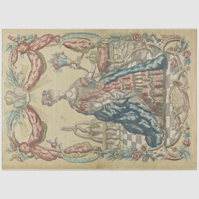 Ephemera Decoupage Marie-Antoinette Queen Frankrei Seidenpapier (Vorderseite)