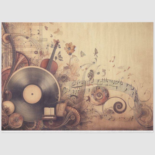 Ephemera Decoupage Möbel Scrapbooking Musik Seidenpapier (Vorderseite)