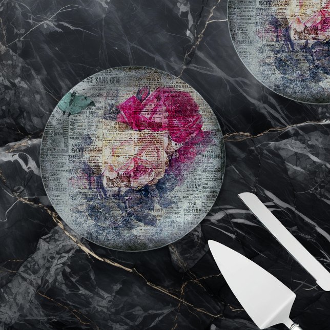 Ephemera Floral Butterfly Newsprint Pappteller (Von Creator hochgeladen)