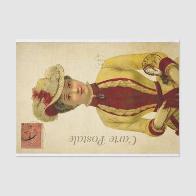 Ephemera Französisch-modische Frau Dekoupage Seidenpapier (Vorderseite)