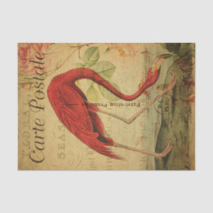 Ephemera Französische Postkarte Flamingo Floral De Seidenpapier