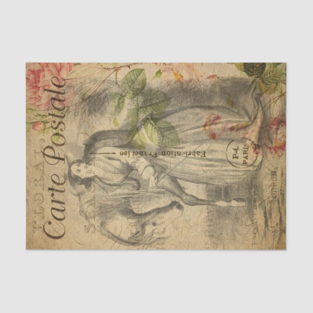 Ephemera, französische Skizze für Dame und Pferd Seidenpapier (Vorderseite)