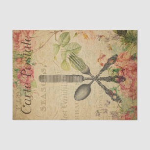 Ephemera French Postcard Cutlery Set Decoupage Seidenpapier