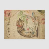 Ephemera French Postcard Hübsch Cat Decoupage