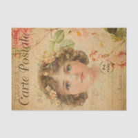 Ephemera French Postcard Niedlich Girl Decoupage