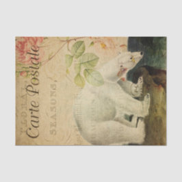 Ephemera French Postcard Polar Bear Decoupage Seidenpapier