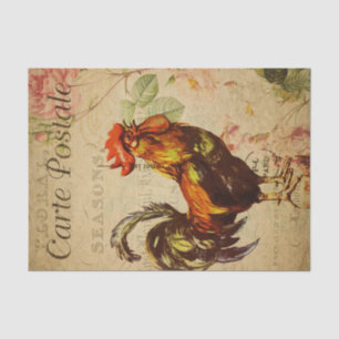 Ephemera French Postcard Rooster Decoupage Seidenpapier
