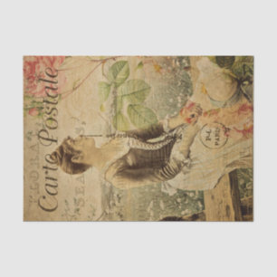 Ephemera French Women in Countryside Decoupage Seidenpapier