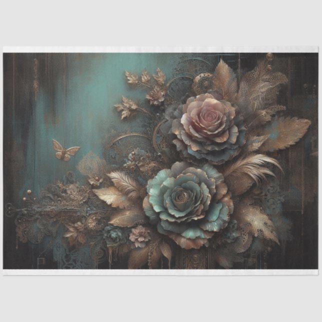 Ephemera Lace Butterfly, Rose, Blumendekoupage Seidenpapier (Vorderseite)