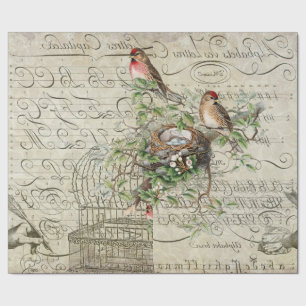 Ephemera Roter Vogel Decoupage 60g Papier Geschenkpapier
