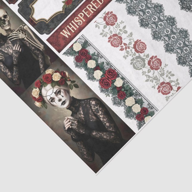 Ephemera Sheet Gothic Rose Queen Seidenpapier (Ausschnitt)