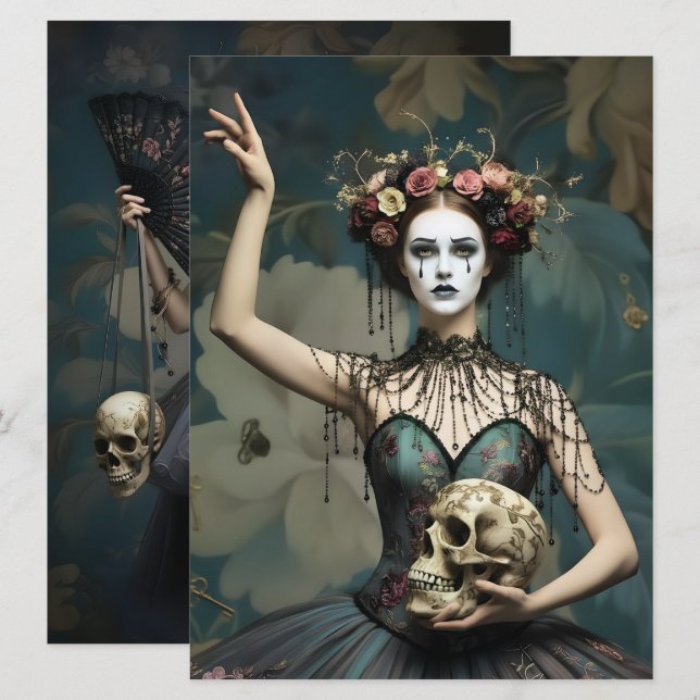 Ephemera Sheet - Vintage Gothic Style Einladung (Vorne/Hinten)