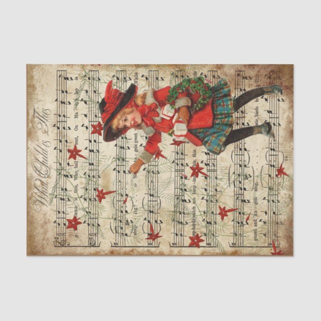 Ephemera Was für ein Kind ist diese Carol-Dekoupag Seidenpapier (Vorderseite)