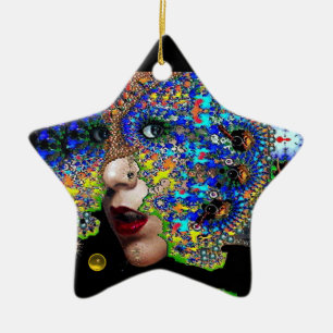 EPHEMERAL , Gelbes Topaz , Blue Saphir Star Keramikornament