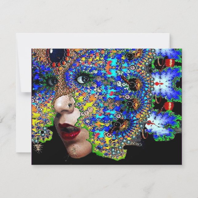 EPHEMERAL Mardi Gras Masquerade Ball fuchsia blau Ankündigung (Vorderseite)