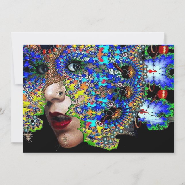 EPHEMERAL, Mardi Gras Masquerade Party schwarz bla Einladung (Vorderseite)