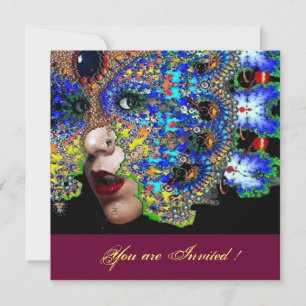 EPHEMERAL Sweet 16 masquerade Ball, blaue Maske Einladung