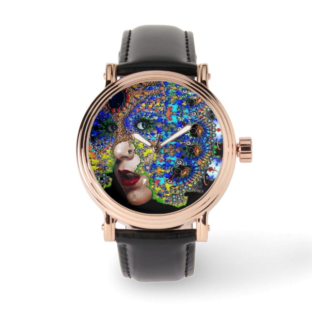 EPHEMERALE FRAU MIT FRAKTAL MASK ARMBANDUHR (Vorderseite)