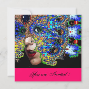 EPHEMERALMardi Gras Masquerade Ball, fuchsienschwa Einladung