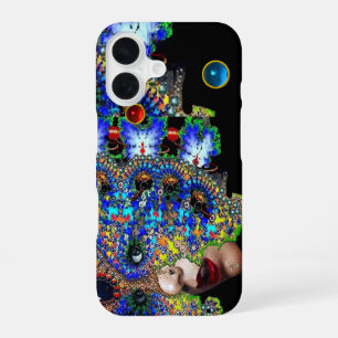 EPHEMERE FRAU / Farbige Fraktal-Maske, Edelsteine iPhone 16 Hülle
