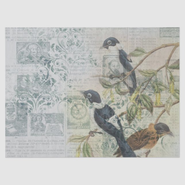 Ephemerials Birds Series Design Vierzehn Seidenpapier (Vorderseite)