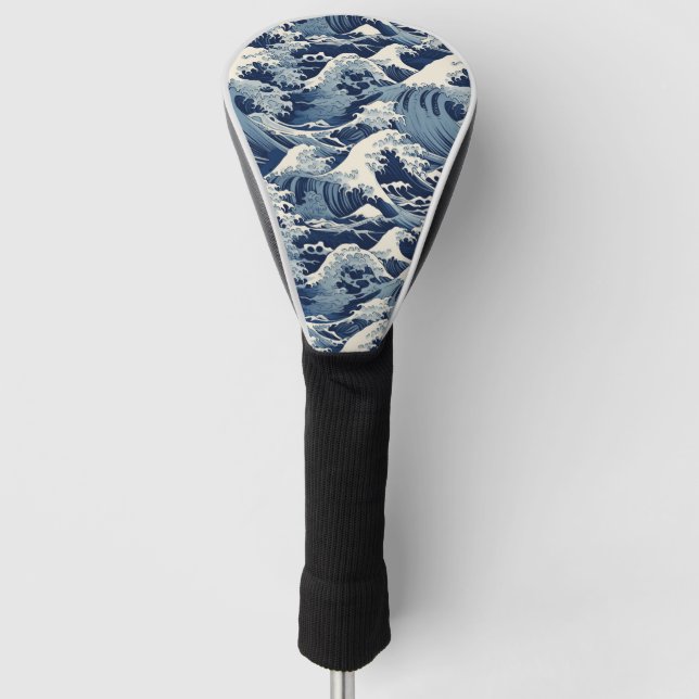 Ephemische Wappen: Hokusai Waves remaged Golf Headcover (Vorderseite)