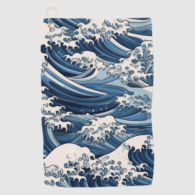 Ephemische Wappen: Hokusai Waves remaged Golfhandtuch (Vorderseite)